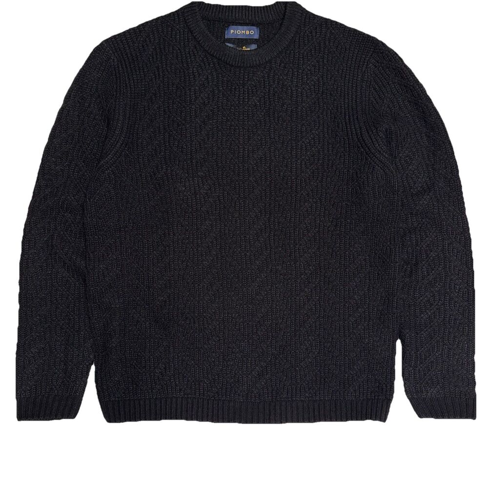 Piombo XL Sweater Black Cableknit Acrylic Wool Blend Men’s Extra Large NWT